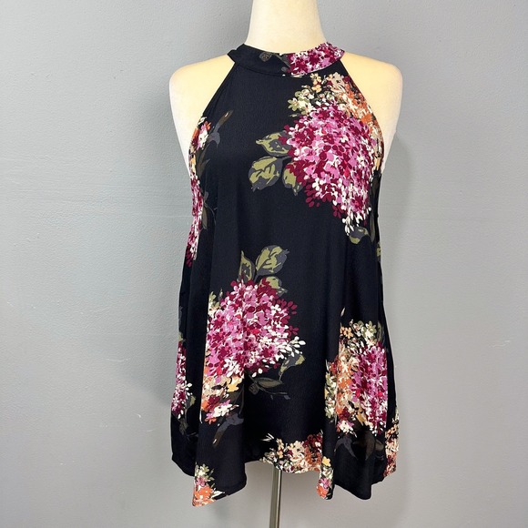 Staccato Tops - Staccato Floral Halter Top Blouse Size L Sleeveless‎ Boho Romantic Cottagecore